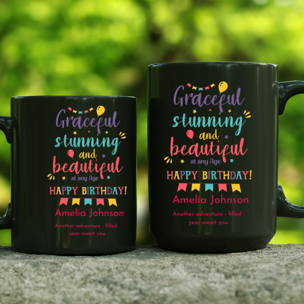 Graceful stunning and beautiful personalized black mug