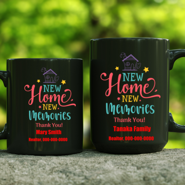 New Home New Memories Personalized Black Mug