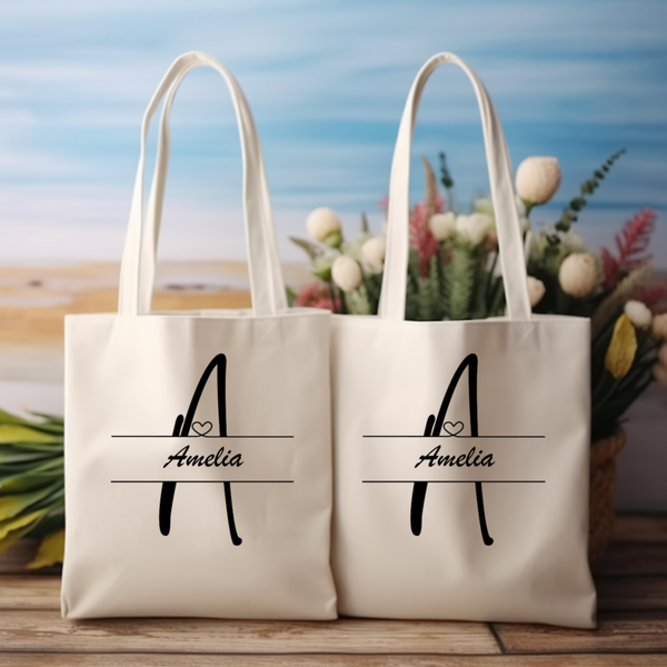 Monogram Personalized Cotton Canvas Tote Bag